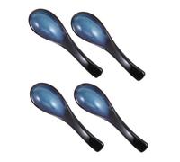 VICASKY 4 Pezzi Cucchiai da Zuppa in Giapponese Blu Retrò Cucchiai da Minestra Resistenti e Delicati per Uso Quotidiano