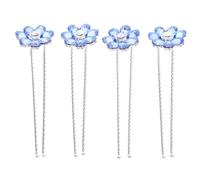VICASKY 4 pezzi di strass forcine per capelli da sposa scintillanti gioielli per capelli da sposa fiore forcine per capelli da sposa forcine per capelli da sposa con strass in metallo blu