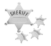 VICASKY 4 Pezzi Distintivo da Sceriffo in Lega di Zinco Argento Stella a Sei Punte, Spilla Resistente e Facile da Attaccare per Feste a Tema Cowboy e Giochi di Ruolo