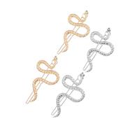 VICASKY 4 Pezzi Fermagli in con Motivo Serpente Clip Antiscivolo Dorate e Argentate per Bambine Accessori Eleganti per Halloween e Feste