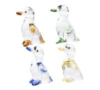 VICASKY 4 pezzi Figurina Papera in Cristallo Colorate Decorazione Adorabile per Scrivania e Casa Statue Animali da Collezione con Base Liscia Regalo per Amici e Famiglia