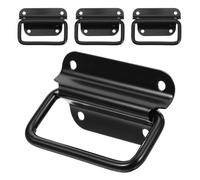 VICASKY 4 Pezzi Maniglia Pieghevole in Acciaio Inox per Contenitore, Nero | Apertura Semplice senza Attrezzi Speciali, Struttura Resistente All’usura, per Contenitore in Legno e Cassetta