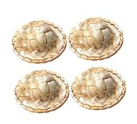 VICASKY 4 pezzi mini cappello di paglia modello decorazione desktop piastra di base accessori per ombrelloni modello in miniatura cestino accessori spoiler auto focaccia filo asciutto scultura desktop
