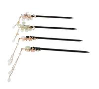 VICASKY 4 pezzi nappa forcine per capelli in canapa vintage bacchette per capelli in legno stile cinese forcina con bacchetta decorativa cinese