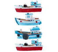 VICASKY 4 pezzi ornamenti per barche da pesca per il tavolo, decorazioni oceaniche, barche, giocattoli da pesca, miniature da tavolo, da cucina, accessori per la casa, barca da scrivania in