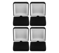 VICASKY 4 Pezzi Scatola Porta Badge in Velluto Nero, Confezione | Custodia Quadrata con Coperchio Aderente, Interno Morbido Foderato, per Esposizione in Ufficio e Viaggio