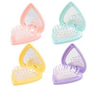 VICASKY 4 pz Pettini Massaggio Spazzola Borsa Con Specchio Tasche Portatili Cuoio Capelli Da Viaggio Pettine Con Specchio Spazzole Da Viaggio Per Capelli Borse Spazzola Per Capelli Mini Spazzola Per