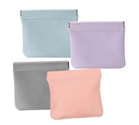 VICASKY 4 sacchetti per trucchi con chiusura automatica, in materiale PU, per gioielli e piccoli oggetti, rosa fumo