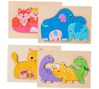 VICASKY 4 Set Puzzle Giocattolo Animale Giocattolo Per La Prima Educazione Del Puzzle Di Animali Per Ordinare i Giocattoli Puzzle Animale Giocattoli Animali Di Legno