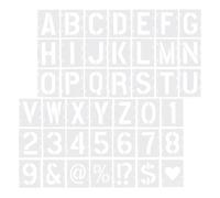 VICASKY 42 Pezzi Kit di Stencil per Lettere e Numeri, Modello Grande | PET Bianco, Design Interbloccato Facile da Pulire, per Tessuti e Insegne, Artisti e Appassionati DIY