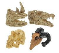 VICASKY 4pcs Decorazioni Testa di Animale Per Casa delle Bambole Miniatura Cranio Statue Per Progettazione Creativa Per Accessori Casa E Elementi Decorativi
