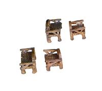 VICASKY 4pcs Mobili In Miniatura Con Sedia E Panchina In Resina Di Alta Qualità Attraente Tavola Da Tavolo Paesaggi Case Delle Bambole E Composizioni Piante Stili Misti