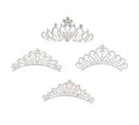 VICASKY 4pcs Perline Tiara Corona Per Copricapo Lucido Per Feste Compleanno E Puntelli Fotografici Design Delicato E Materiali Leggeri
