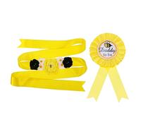 VICASKY 4pezzi Daddy to Be Belly Belt Sash Badge Corsage Per Shower Fascia Con Distintivo Per Futuri Genitori Accessori Foto Decorativi Per Party Maternità
