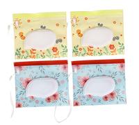 VICASKY 4pezzi Distributore di Fazzoletti Umidi Riutilizzabile e Ricaricabile Sacchetto per Appendere Fazzoletti Chiusura Automatica Facile da Estrarre e Riempire per Salviette per Ragazza