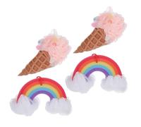 VICASKY 4pezzi Palle da Bagno Design Gelato Spugne per Doccia e Pulizia del Corpo Realizzate in Materiale Delicato e Rete Drenaggio Rapido per Esfoliazione Quotidiana e Lavaggio