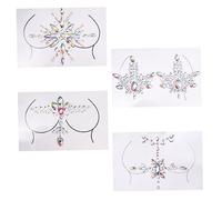 VICASKY 4Set di adesivi per petto fai da te gioielli con pietre preziose per feste festival e occasioni speciali decorazione del seno autoadesiva per look