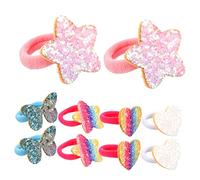 VICASKY 5 paia di elastici per capelli con glitter per capelli elastici con motivi scintillanti, colori arcobaleno, per piccoli e accessori per capelli