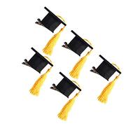 VICASKY 5 Pezzi Fermagli Per Dottorandi per Laurea Nuovo, Forcine Per Capelli Con Cappello Nappa Per Adulti E Bambini Decorazione Giallo Copricapo di Laurea Per Donne E Uomini