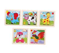 VICASKY 5 pezzi puzzle in legno per puzzle di animali per educazione precoce elefante mucca coniglio e giraffa per ragazzi e promuove la creatività e le capacità motorie