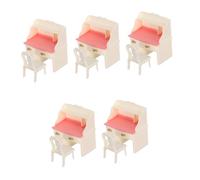 VICASKY 5 Set Mobili Miniature per Casa delle Bambole Scrivania e Sedia da Ufficio in Miniatura Bianca Accessori per Decorazione e Gioco Creativo per Collezionisti