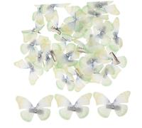 VICASKY 50 Pezzi Fermagli Farfalla in Tulle a Doppia Dimensione Clip Capelli Leggere Verdi per Donne e Ragazze Accessori Delicati per Matrimonio Cosplay Scuola e Halloween