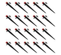 VICASKY 50 Pezzi Gocciolatore Irrigatore Regolabile a 8 Fori | Plastica Rossa, Spruzzo a 360 Gradi senza Zone Morte, per Tubi 4mm e 7mm, Leggero
