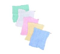 VICASKY 5pezzi Asciugamano per Ragazza in Cotone Piccolo Quadrato Sei Strati Lavato di Bianco Rosa Blu Morbido Assorbente e Versatile