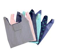 VICASKY 6 borse per la spesa pieghevoli Oxford con motivi colorati, pratica borsa per la vita quotidiana per acquisti e attività all'aperto, blu scuro con cinque stelle blu con cinque stelle a
