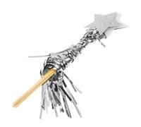 VICASKY 6 fasce per albero di Natale, bacchette per le fate, per Halloween, bacchette a stella, bacchetta per le fate, bacchetta per ballerino, in legno, argento