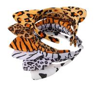 VICASKY 6 fasce per orecchie di gatto in peluche con leopardi accessori per capelli per feste e festival, tigre zebra mucca leopardo