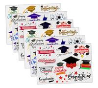 VICASKY 6 fogli per tatuaggi stagionali di laurea, stencil per tatuaggi temporanei, penna per tatuaggi semipermanenti, glitter per feste, kit temporaneo Pinup Emulsion