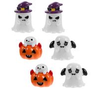 VICASKY 6 micro decorazioni paesaggistiche per Halloween, fantasma, mini statua fantasma, decorazione per la casa, per il giardino delle fate, accessori per Halloween, scene, in resina sintetica