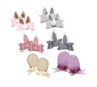 VICASKY 6 paia di fermagli per capelli con orecchie di coniglio glitterate, per feste, matrimoni, design sicuro e pratico, per una maggiore giovinezza
