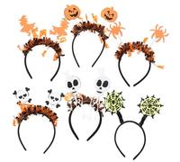 VICASKY 6 Pezzi Fasce Halloween con Design Scheletro, Zucchetta, Ragnetto, Strega Accessori Leggeri e Regolabili per Costume Festa Halloween Decorazione Originale per Adulti