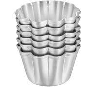 VICASKY 6 Pezzi Stampi per Budino, Mini Tortine Rotonde | Set, Argento, Sformatura Rapida, per Cioccolato e Gusci di Crostata
