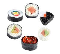 VICASKY 6 pezzi Sushi Artificiale Realistico Riproduzione di Riso e Involtini di Sushi Giapponese per Decorazione Negozio e Foto Leggero e Dettagliato