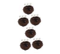 VICASKY 6 Set Nidi Artificiale in Rattan con Uova Decorazione Balcone Natalizio e Pasquale