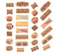 VICASKY 65 Perline per Trecce in Plastica e Legno Foro Grande, Accessori per Chioma Ragazze e Donne, Facilità di Intreccio e Design Unico per Decorazioni Quotidiane e Fai da Te