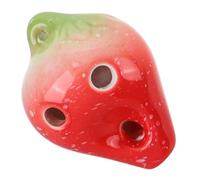 VICASKY 6foro Ocarina Ceramica Portatile Forma Di Fragola Con Strumento Musicale Per Ragazzo Ragazza Inclusi Supporto e Spartito Didattico Per Praticare e Sviluppare Abilità Musicali