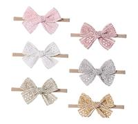VICASKY 6pcs Ragazza Fascia Per Capelli Con Fiocchi Elastico Antiscivolo Copricapo Per I Neonati Per Solidi E Fotografici Colori Delicati Disponibile
