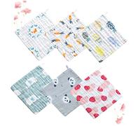 VICASKY 6pezzi Asciugamano Quadrato per Ragazzo Ragazza Ragazza in Cotone Naturale Asciugamano per Viso per Ragazzo di Piccoli Asciugamani Lavabili per Delicata del Buona Permeabilità