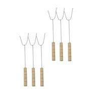 VICASKY 6pezzi Forchette Per Barbecue in Manico in Legno u Per Salsicce Barbecue Cene Pz Forchette Da Per Feste Hot Pot Occidentale