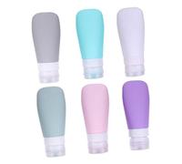 VICASKY 6Pezzi Viaggio Silicone Bottiglie Cosmetiche Portatili per Lozioni Struccanti e Shampoo Rosa Bianco