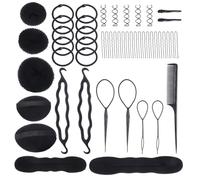 VICASKY 71 Pezzi Set Accessori per Chioma Creatore di Chignon in Plastica Nero, Strumenti per Acconciature e Trecce, per Scuola di Cosmetologia e Saloni Professionali