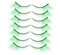 VICASKY 7paia Ciglia Finte Verdi Lunghe Estensioni Ciglia Verdi Acqua Accessorio Make-up Per Festa Halloween Cosplay Teatro Donna