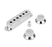 VICASKY 7pezzi Copertura per Pickup per Chitarra Set di Manopole in Argento Cromato Copri Pickup Single Coil Puntale Selettore e Manopole del Tono