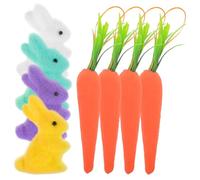 VICASKY 8 coniglietti pasquali in peluche pasquale per Pasqua, decorazione per torte, decorazione per torte, carote di Pasqua, decorazione da appendere, decorazione per conigli, schiuma