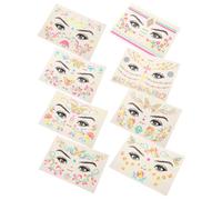 VICASKY 8 fogli di adesivi glitterati per il viso al neon, per feste e concerti, impermeabili e facili da applicare, temporanei per il viso, di alta qualità, alla moda