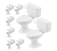VICASKY 8 giocattoli per la casa delle bambole, classici accessori da bagno, decorazione per torte, WC con rumore di risciacquo, casa da fiaba, mobili da bagno, in plastica, colore bianco